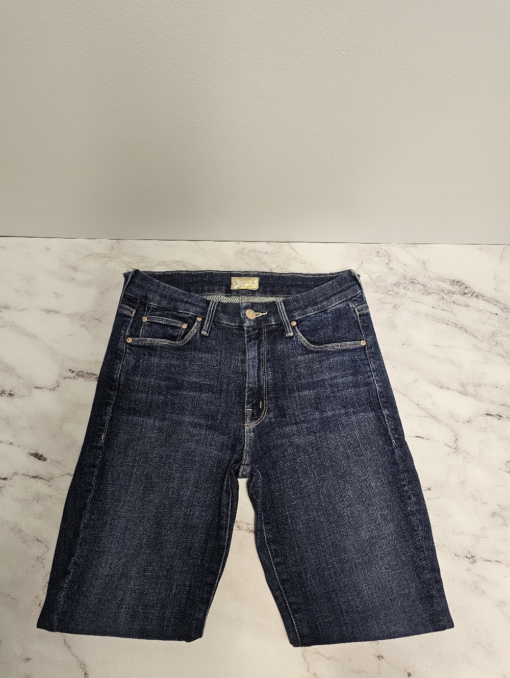 MOTHER Looker Ankle Fray Mid Rise Skinny Girl Crush Blue Jeans 26 Preowned - Picture 5 of 11